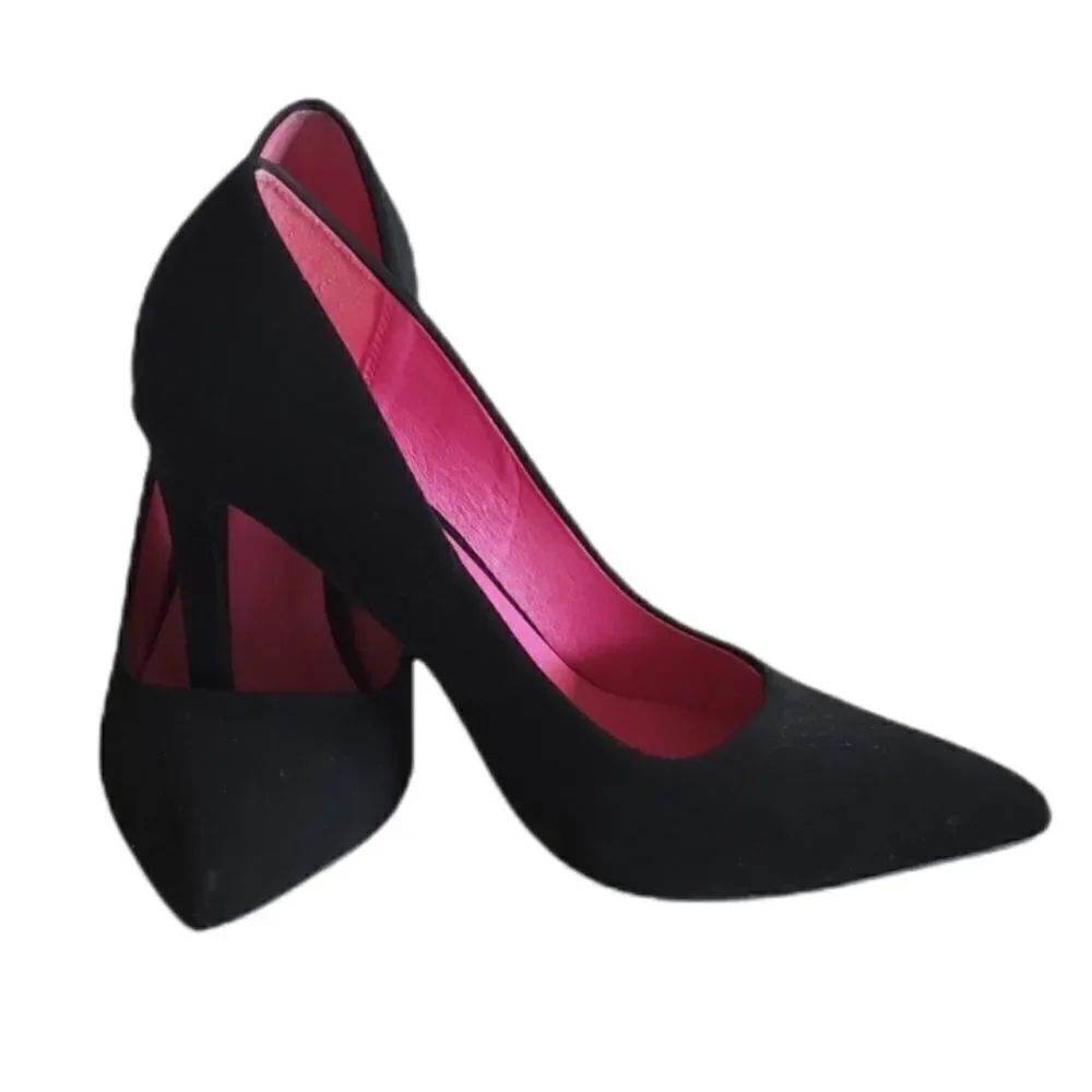 Black Faux Suede Heels
